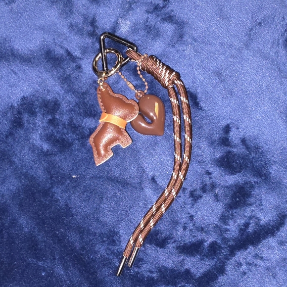 Brown Vegan Leather French Bulldog Heart Bag Purse Backpack Charm - Picture 3 of 4